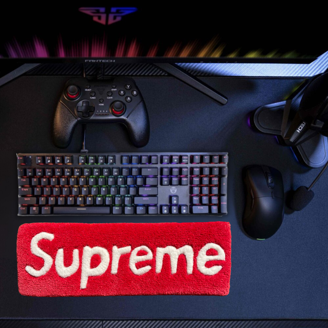 Red & White Hypebeast Keyboard Rug 07 | LetsRug.in