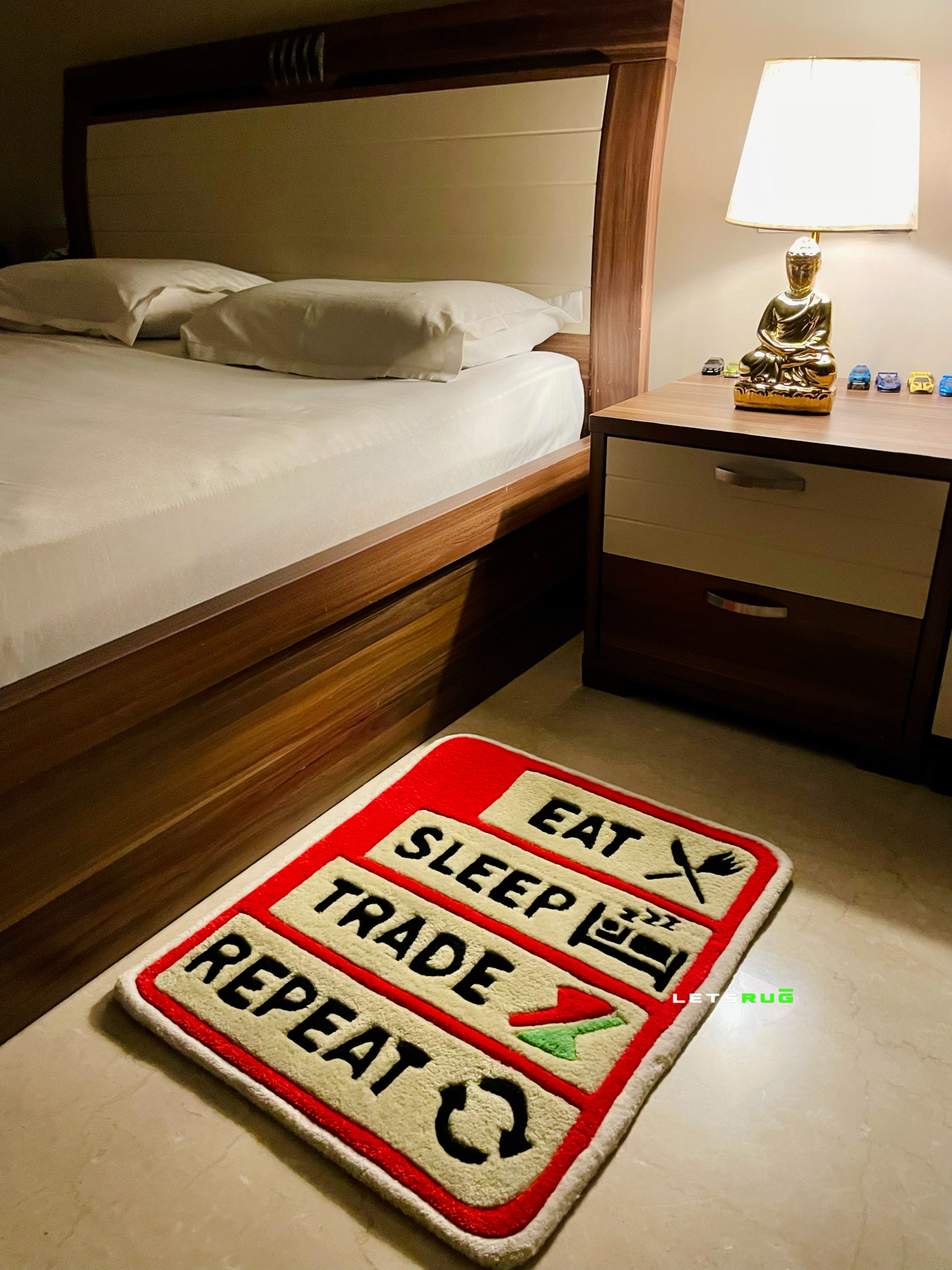 Eat Sleep Trade Repeat Rug | LetsRug.in