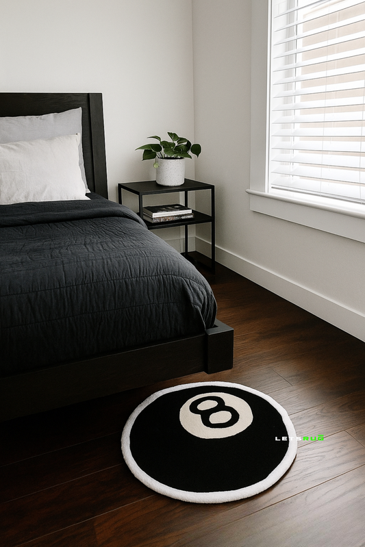 Black 8 ball Rug | HandTufted Custom Rug