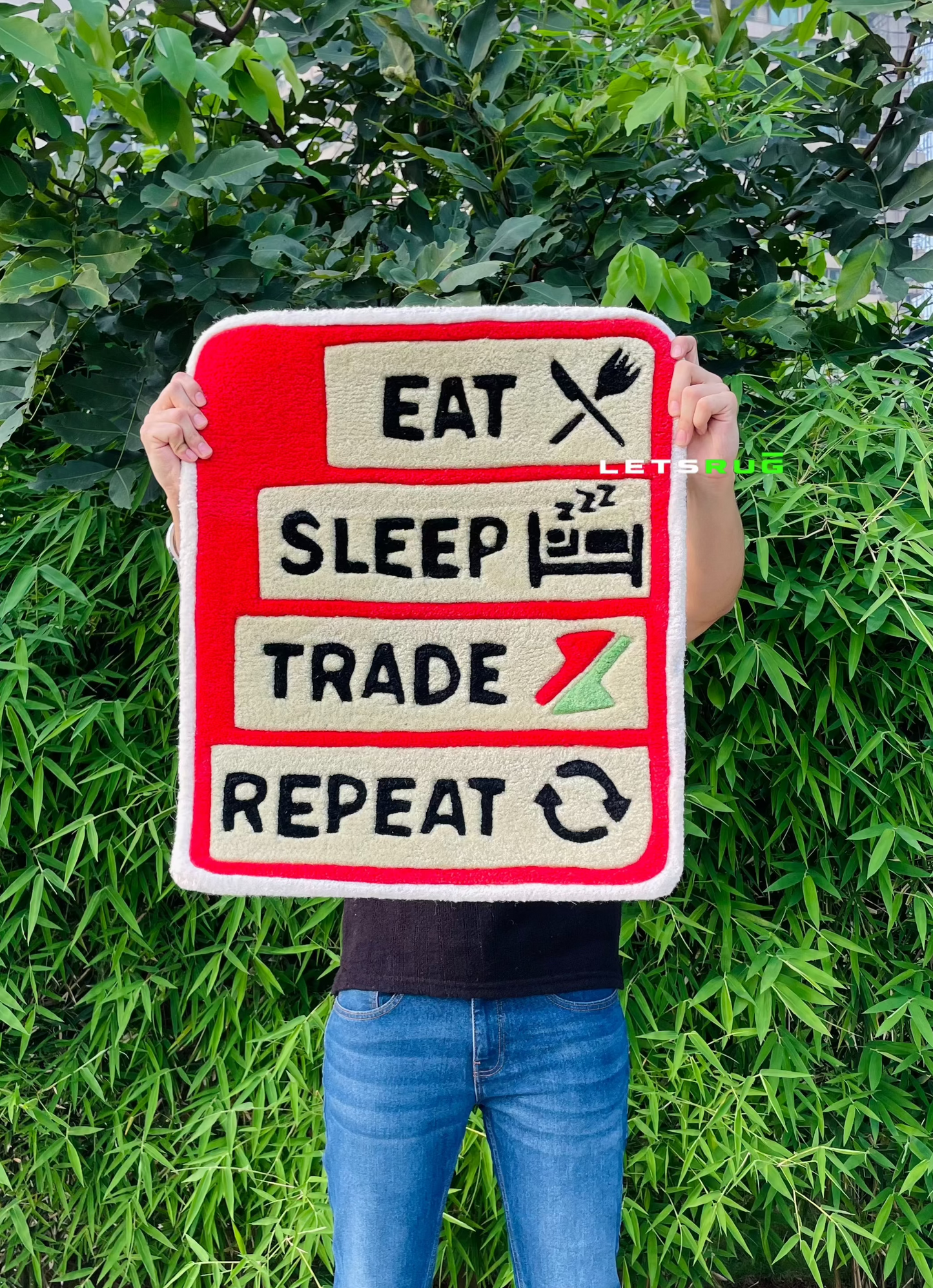 Eat Sleep Trade Repeat Rug | LetsRug.in