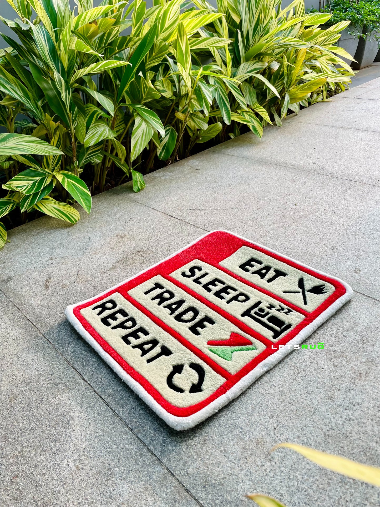 Eat Sleep Trade Repeat Rug | LetsRug.in