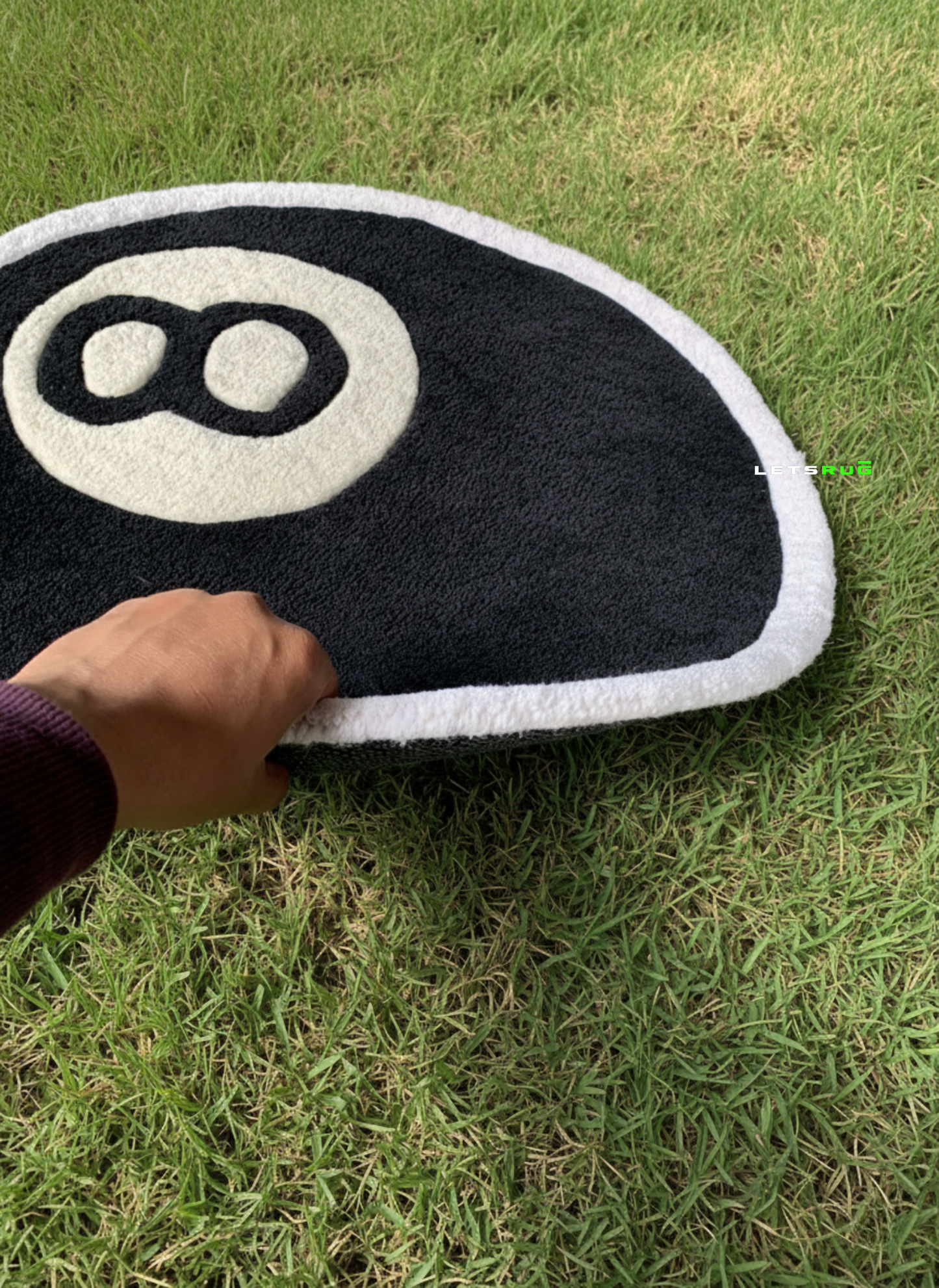 Black 8 ball Rug | HandTufted Custom Rug