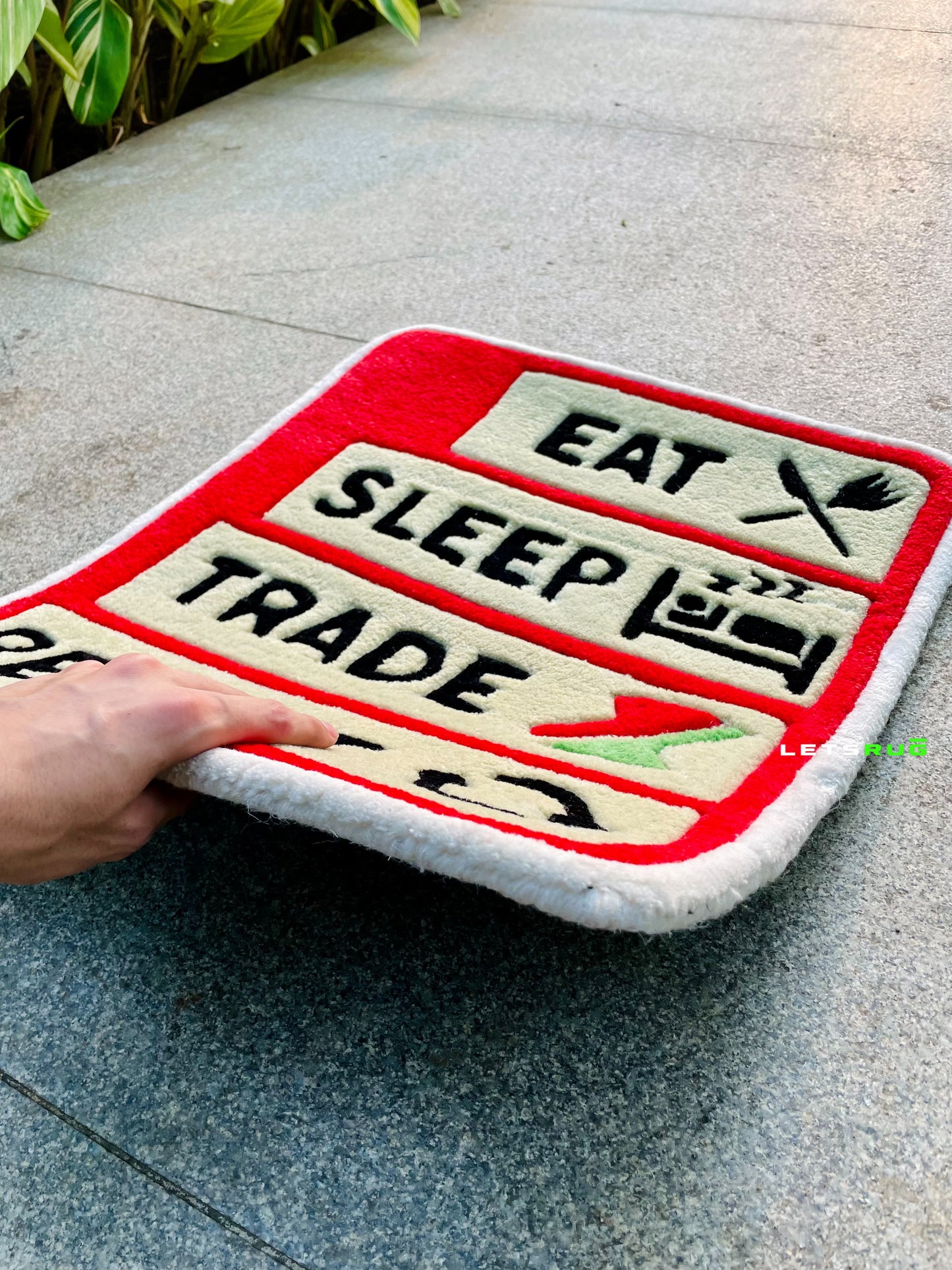 Eat Sleep Trade Repeat Rug | LetsRug.in
