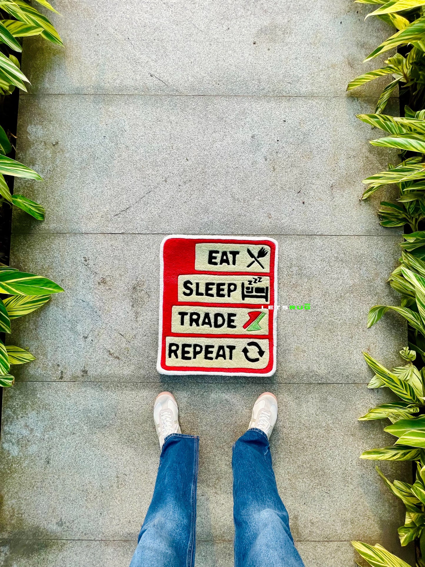Eat Sleep Trade Repeat Rug | LetsRug.in