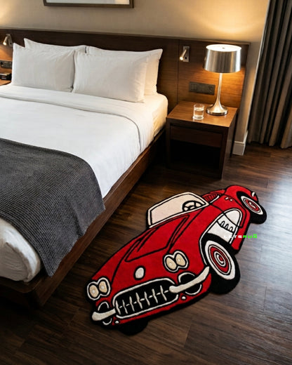 Retro Racer Car Rug | HandTufted Custom Rug