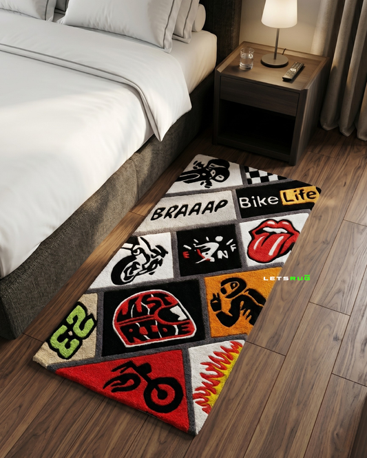 Bike Lover Box Rug | HandTufted Custom Rug