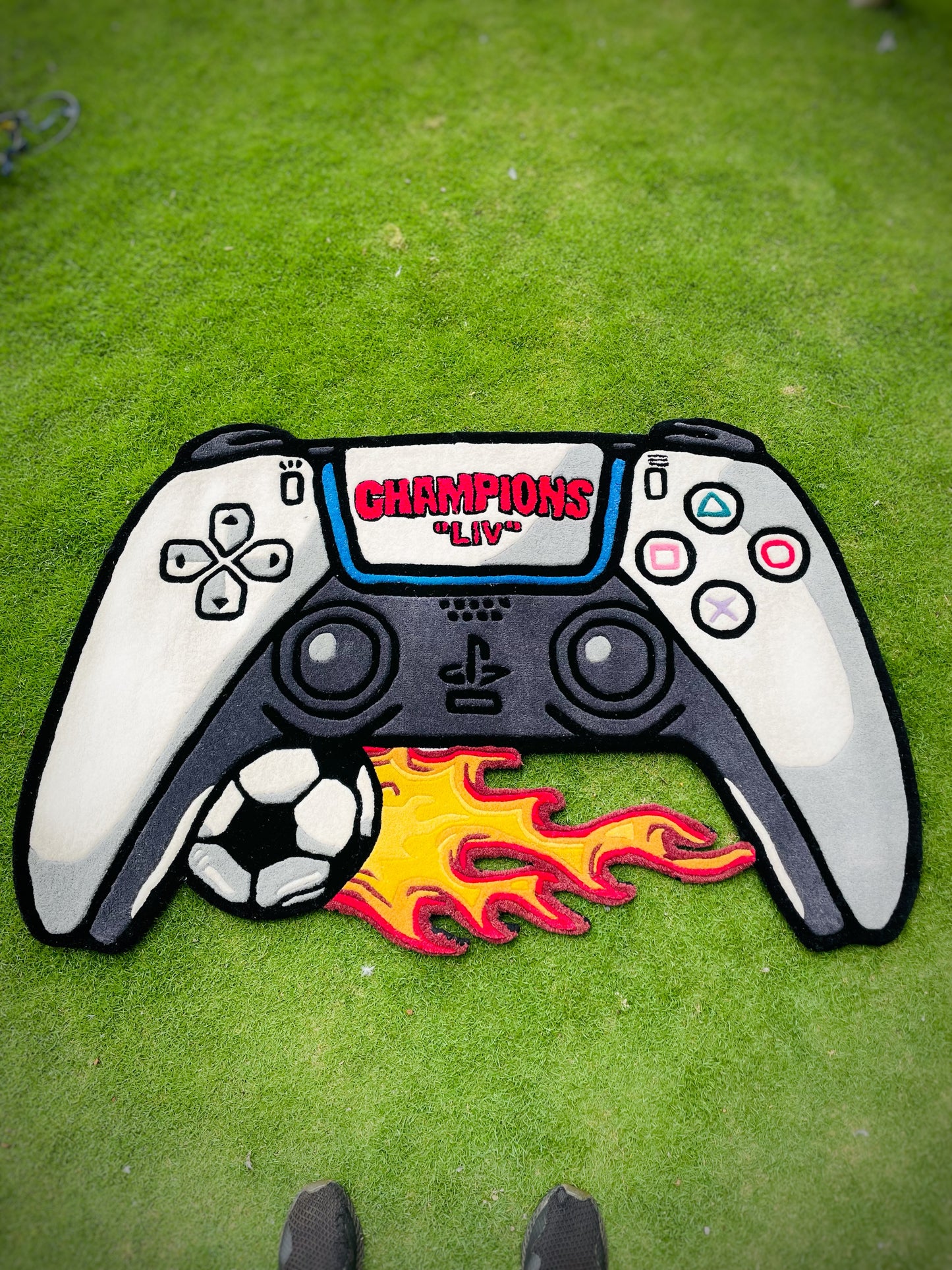 PS5 Remote Hand-tufted Custom Rug | Football Rug by LetsRug.in