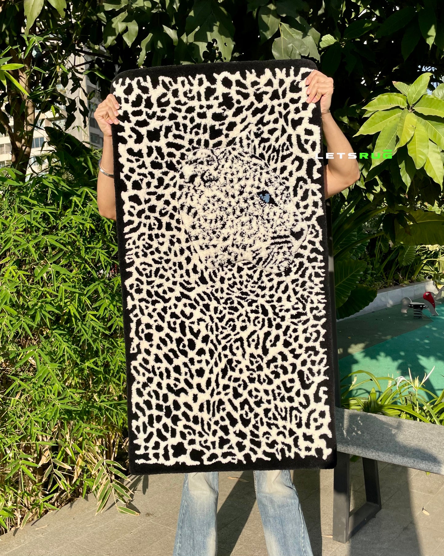 Luxury Snow Leopard Design Layered Rug | HandTufted Custom Rug