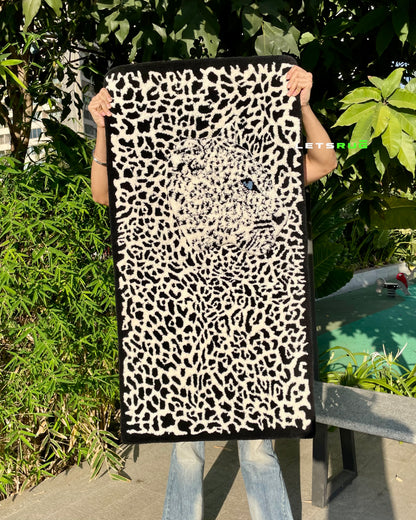 Luxury Snow Leopard Design Layered Rug | HandTufted Custom Rug