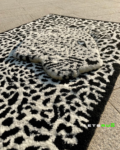 Luxury Snow Leopard Design Layered Rug | HandTufted Custom Rug