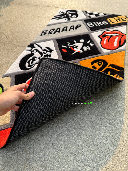 Bike Lover Box Rug | HandTufted Custom Rug