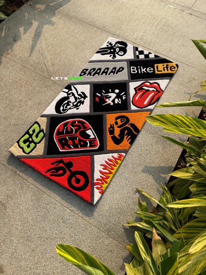 Bike Lover Box Rug | HandTufted Custom Rug