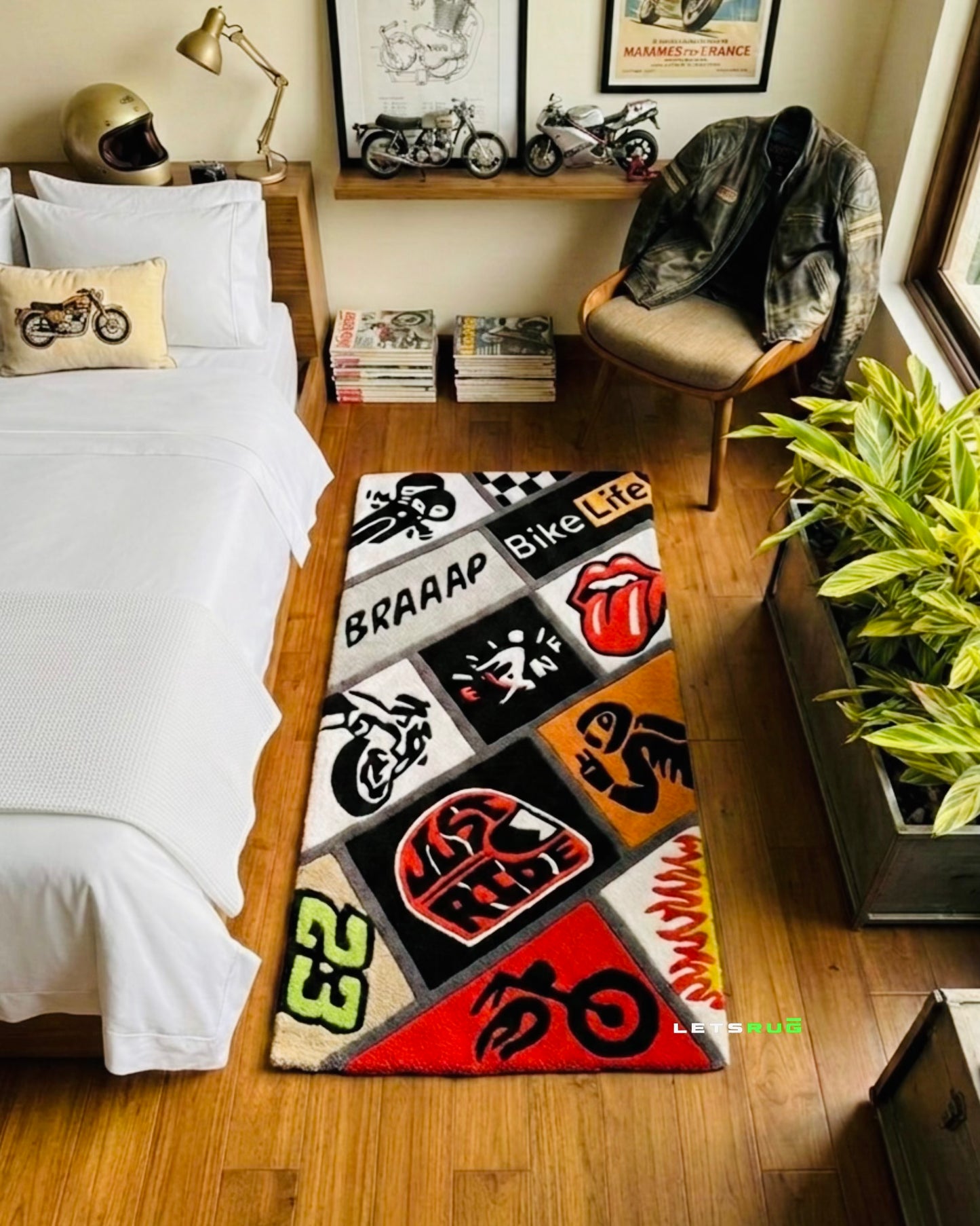 Bike Lover Box Rug | HandTufted Custom Rug