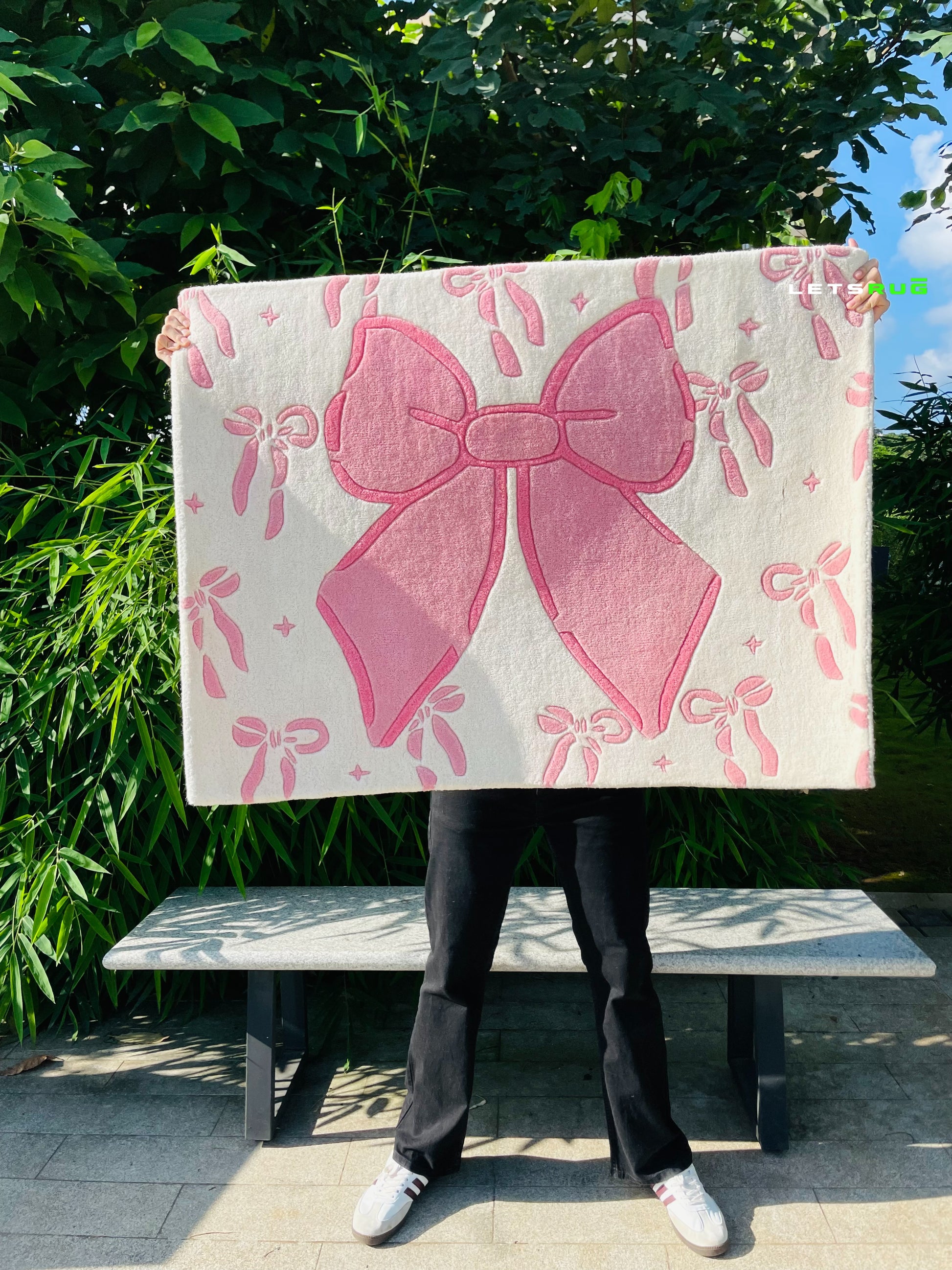 Bow Ribbon Rug Pink Bow Tufted Rug | HandTufted Custom Rug β LETSRUG.IN