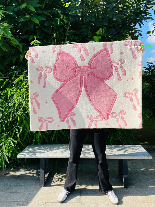 Pink Bow Tufted Rug | HandTufted Custom Rug
