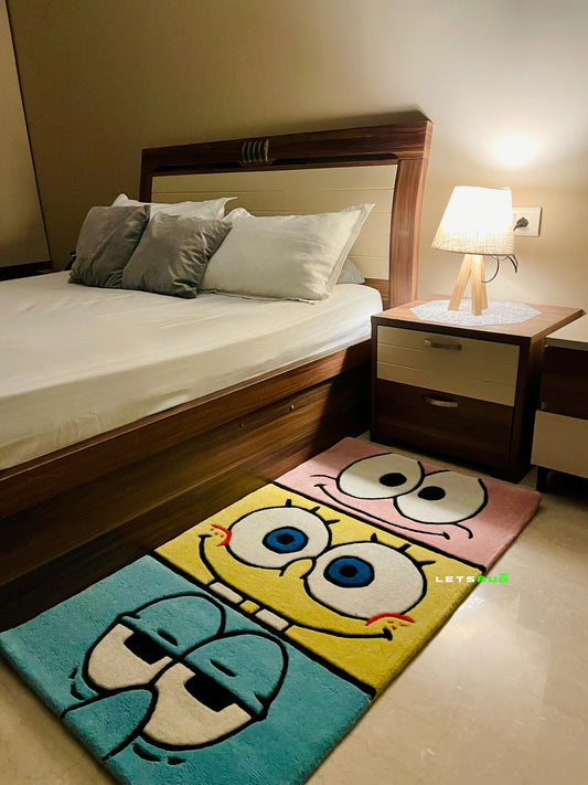 Spongebob Bedside Rug | Handmade Custom Bedside Rug | LetsRug.in