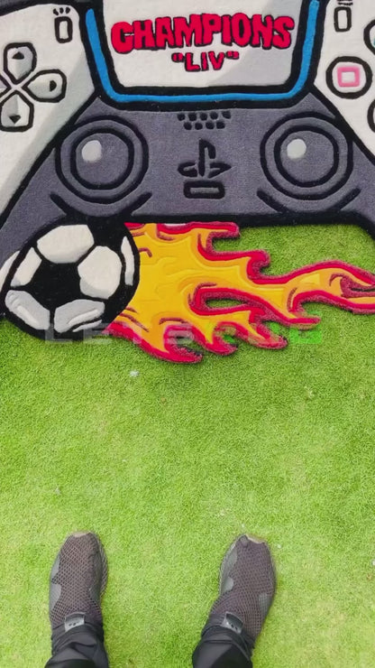 PS5 Remote Hand-tufted Custom Rug | Football Rug by LetsRug.in