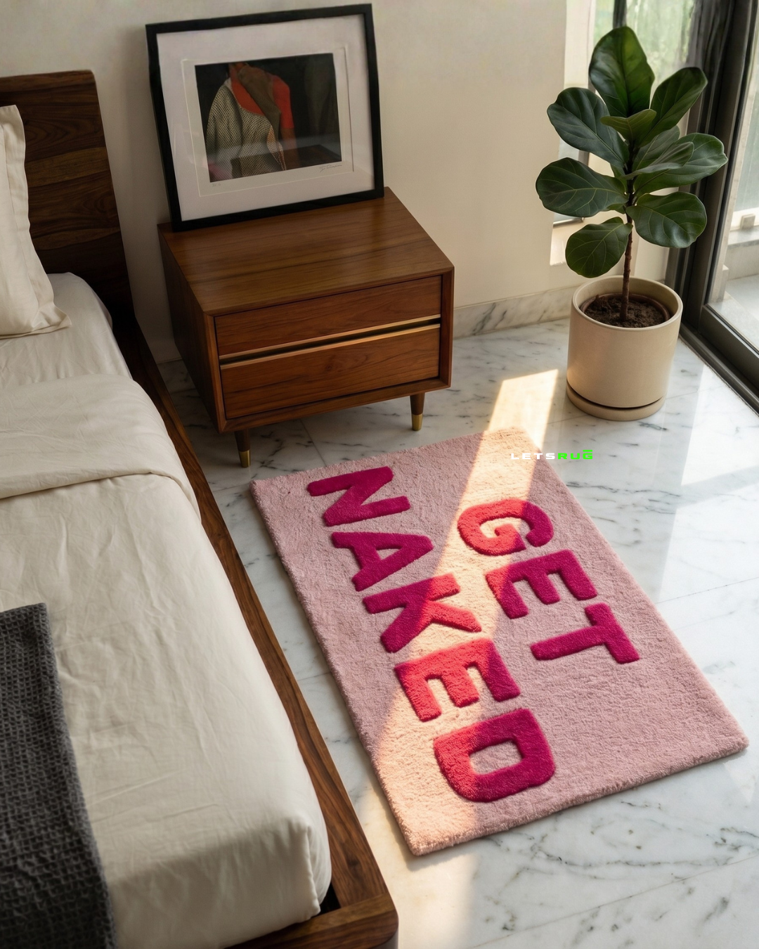 Custom Pink Double Layered Fluffy Text Rug by Letsrug