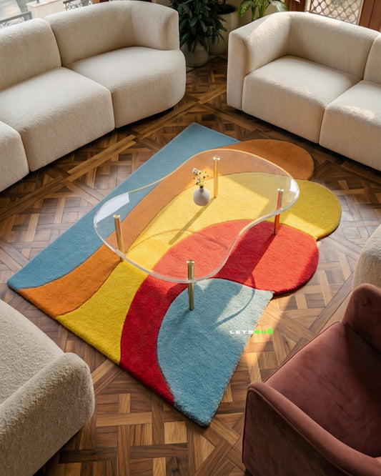 Wavy Sunset Flow Tufted Rug | HandTufted Custom Rug